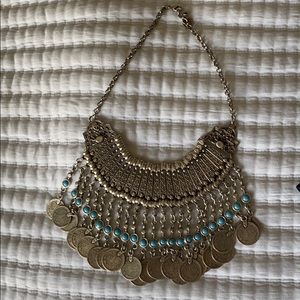 Turkish necklace with coins (silver and turquoise)